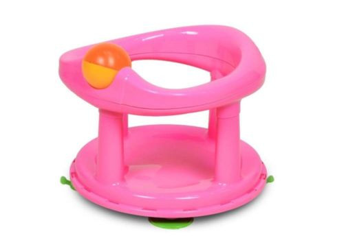 New Swivel Bath Seat, Support Play Rings Safety First, Roller Ball, Pink