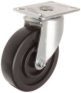 E.R. Wagner Plate Caster, Swivel, Polyolefin Wheel, Plain Bearing, 300 lbs 4"