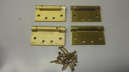 Designer Hardware- Lot (4) Door Closer Brush Brass 4" x 4" Plain Bearing Hinge