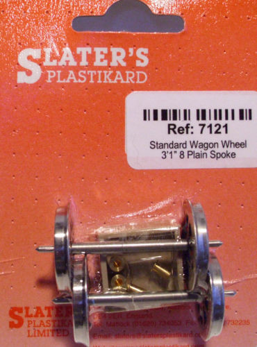 Slaters 7121 1 x Pair Plain Spoked Wagon Wheels & Brass Bearings Kit '0' Gauge T