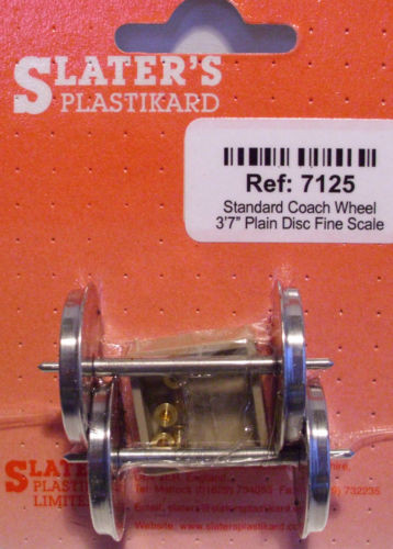 Slaters 7125 1 x Pair Std Plain Disc Coach Wheels & Brass Bearings Kit '0' Gauge