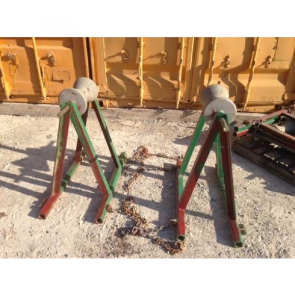 Pair Used McElroy Heavy Duty Pipe Support Stands Aluminum Roller Chain Adjusted #1 image