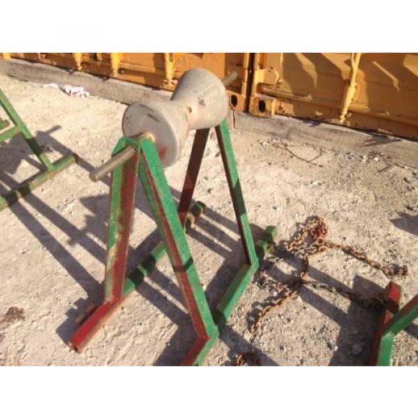 Pair Used McElroy Heavy Duty Pipe Support Stands Aluminum Roller Chain Adjusted #2 image