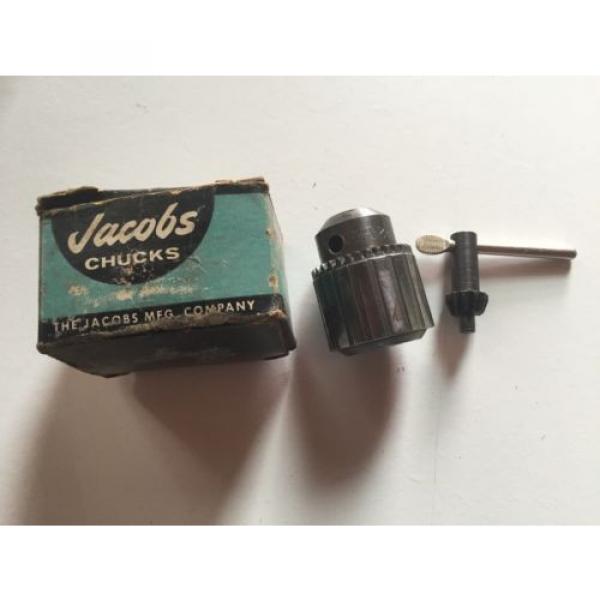 Vintage Jacobs Drill Chuck &amp; Key Model 2A Plain Bearing 0 - 3/8&#034; Orginal Box #1 image