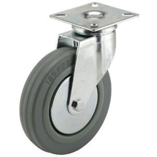 Revvo Caster D Series Plate Caster, Swivel, Rubber Wheel, Plain Bearing, 110 lbs #1 image